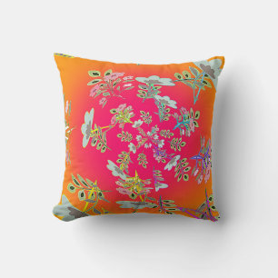 Yellow Pink Circle Of Floral Bouquets Square Cushion