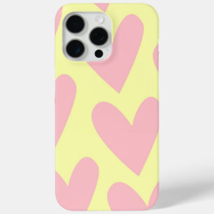 Yellow Pink Cute Simple Heart Y2K Pattern iPhone 15 Pro Max Case