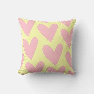 Yellow Pink Cute Simple Heart Y2K Pattern Cushion
