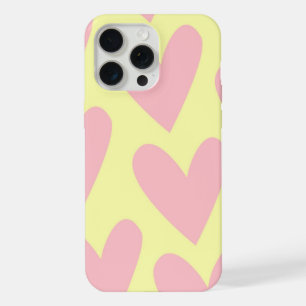 Yellow Pink Cute Simple Heart Y2K Pattern iPhone 15 Pro Max Case