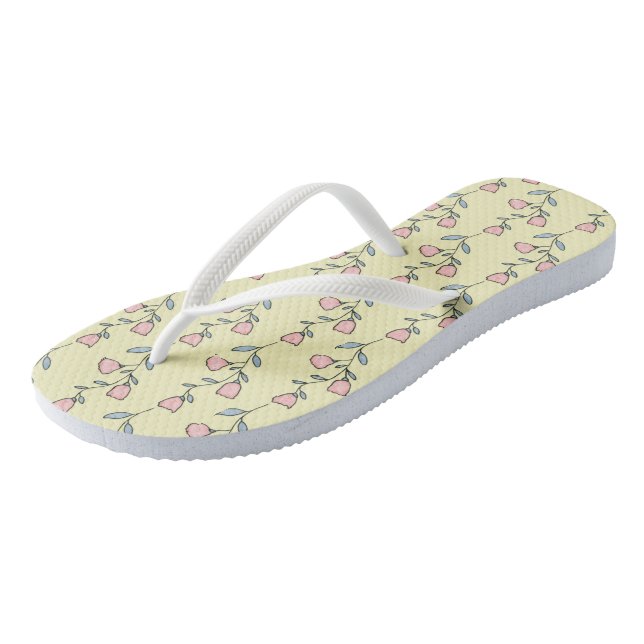Yellow Pink Floral Jandals (Angled)