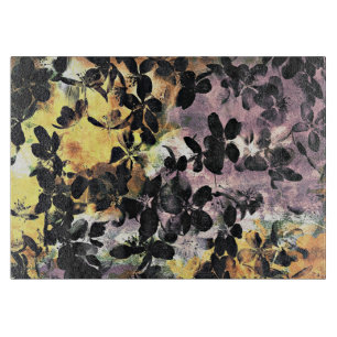 Yellow pink flower pattern floral digital art cutting board