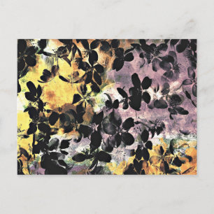 Yellow pink flower pattern floral digital art postcard