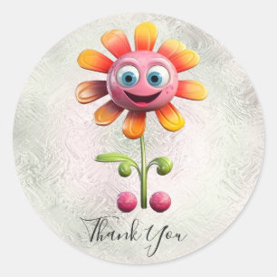 Yellow Pink Flower Sticker