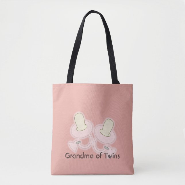 Yellow Pink Grandma Mum Aunt Sister of Twins Tote Bag (Front)