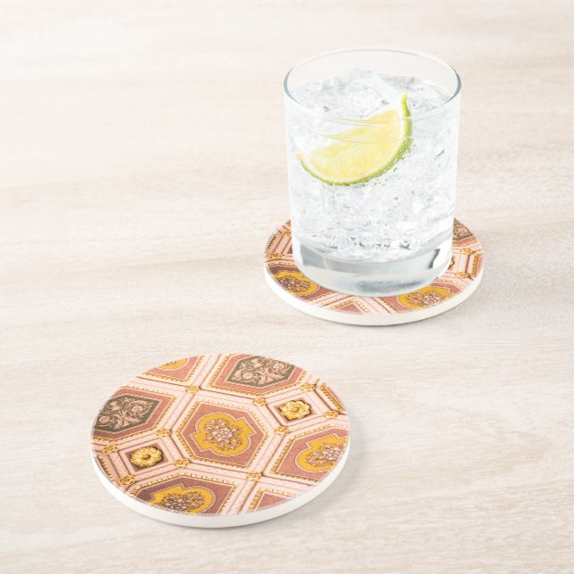 Yellow Pink Hungarian Architecture Coaster (Side)