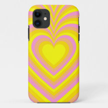 Yellow Pink Hypnotic Heart Love Pattern