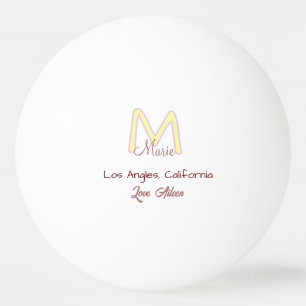 yellow pink monogram name love city marron trendy ping pong ball