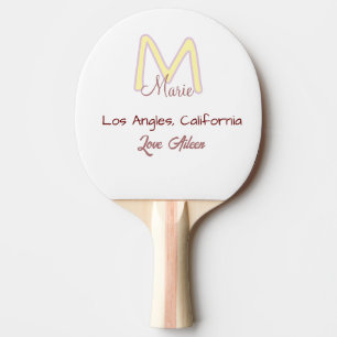 yellow pink monogram name love city marron trendy ping pong paddle