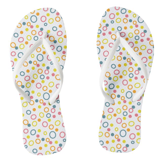 Yellow Pink Orange Aqua Circles and Dots Jandals (Footbed)