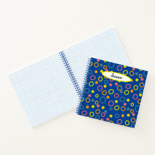 Yellow Pink Orange Aqua Circles Dots Blue Journal