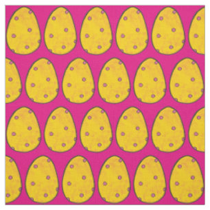Yellow Pink Polka Dot Easter Egg Hunt Springtime Fabric