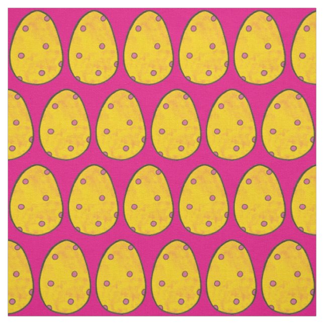 Yellow Pink Polka Dot Easter Egg Hunt Springtime Fabric (Swatch)
