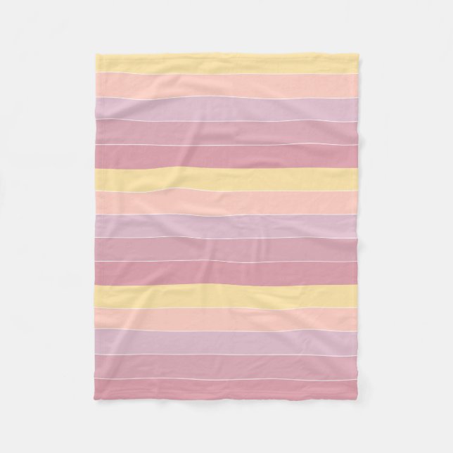 Yellow Pink Purple Striped Modern Template Fleece Blanket (Front)