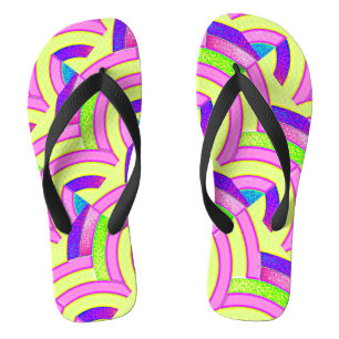 yellow pink purple zigzag chevron pattern jandals