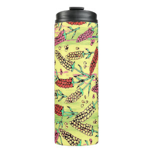 yellow, pink & red pattern thermal tumbler
