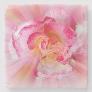 yellow pink Rose Stone Coaster