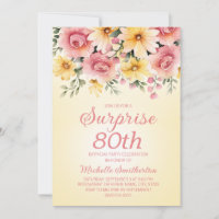 Yellow Pink Springtime Floral Surprise 80th