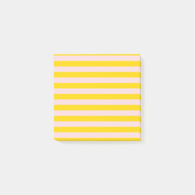 Yellow Pink Stripe Modern Minimalist Office Post-it Notes (Front)