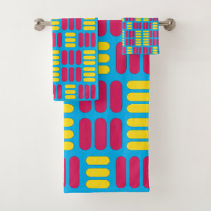 Yellow Pink Stripes Bath Towel Set