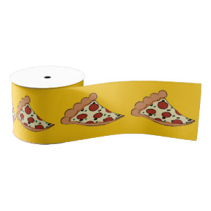 Yellow pizza slices tiled ribbon grosgrain ribbon
