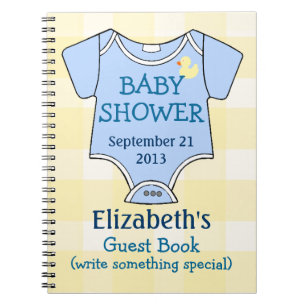 Yellow Plaid and Blue Baby Shower Guest Book