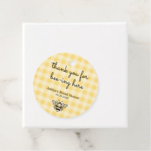 Yellow Plaid Bee Bridal Shower Gift Tag