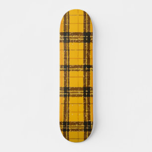 Yellow Plaid Bright Pattern Design Skateboard