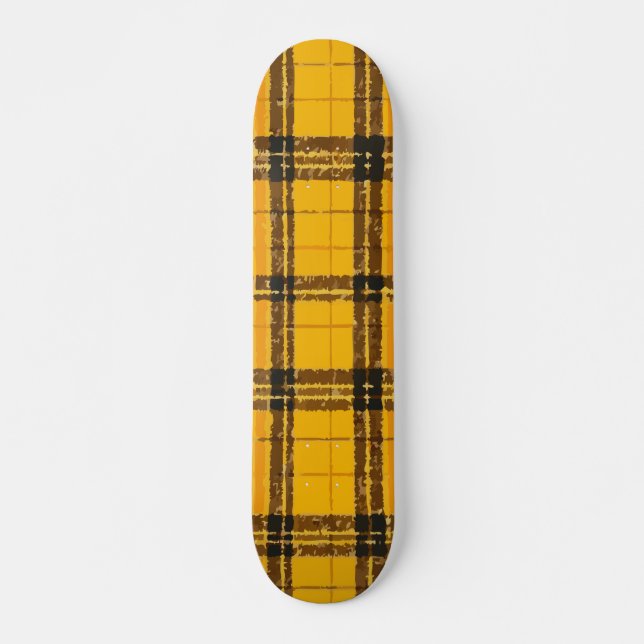 Yellow Plaid Bright Pattern Design Skateboard (Front)