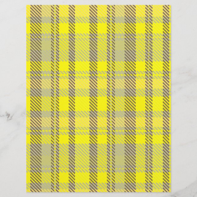 Yellow Plaid Bulk Scrapbook Paper Pages (Front)