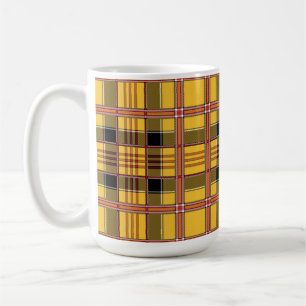 yellow plaid coffee mug
