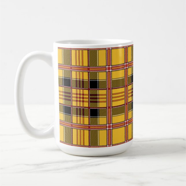 yellow plaid coffee mug (Left)
