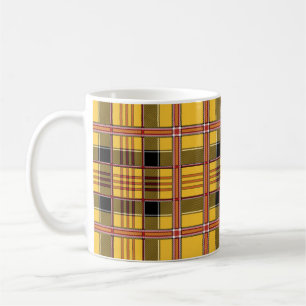 yellow plaid coffee mug
