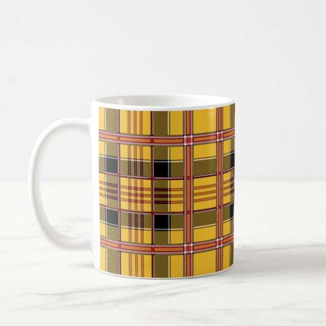 yellow plaid coffee mug (Left)