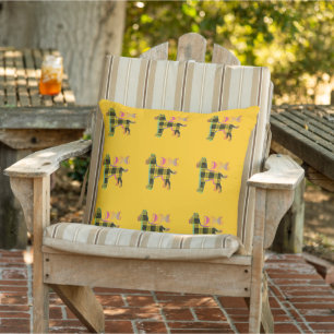 Yellow Plaid DOG Yellow Cushion