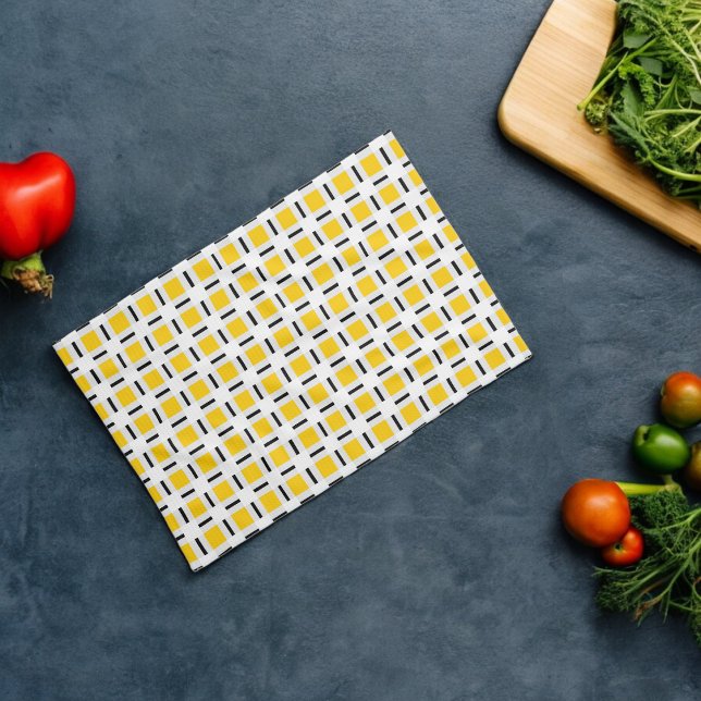 Yellow Plaid Pattern Tea Towel (Kitchen Towel)