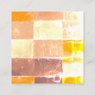 Yellow Plaid Peach  Square Business Card
