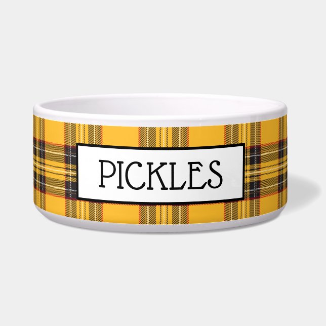 Yellow Plaid Pet Bowl (Front)