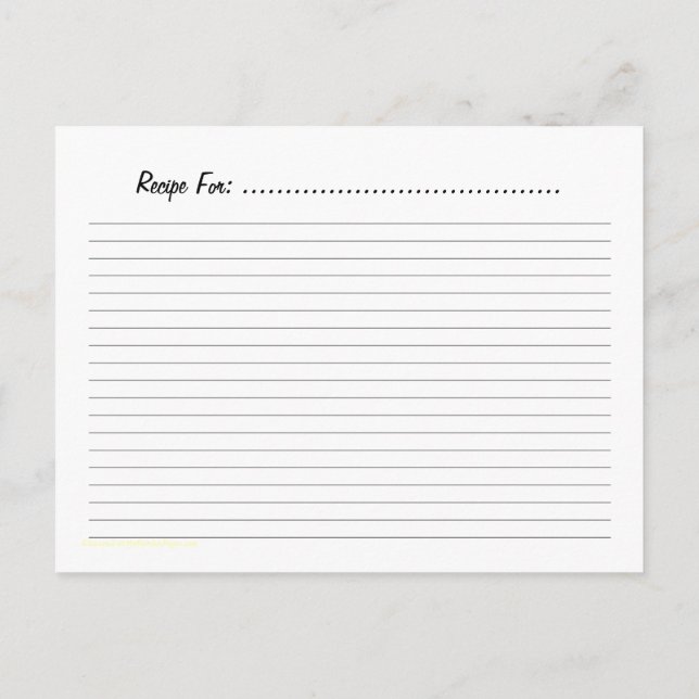 Yellow Plaid Recipe Card Template (Back)