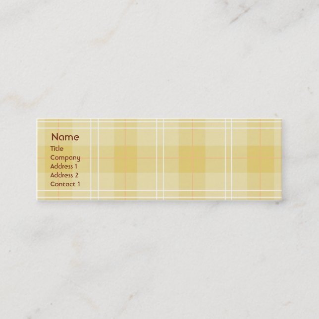 Yellow Plaid - Skinny Mini Business Card (Front)
