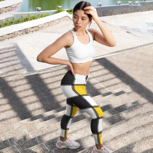 Yellow Plaid Square Capri Leggings