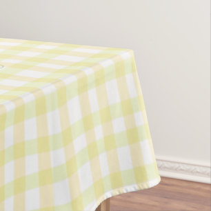 Yellow Plaid Table Cover With Pink Flowers Tablecloth