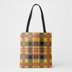 yellow plaid tote bag