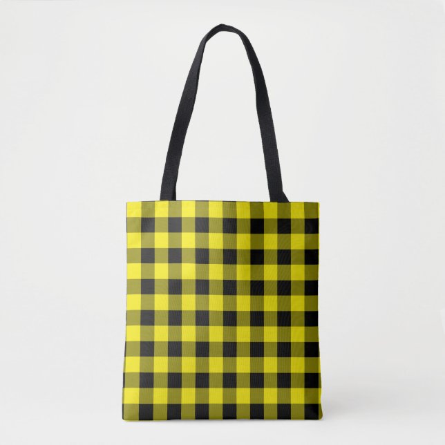 Yellow Plaid Tote Bag (Front)