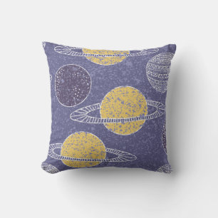 Yellow Planet Space Lover Blue Sky Astronomy Cushion