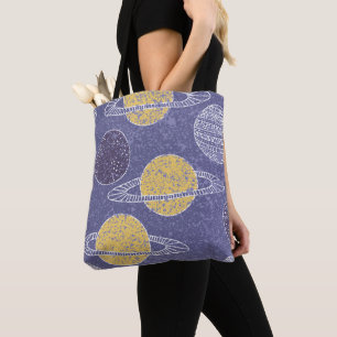 Yellow Planet Space Lover Blue Sky Astronomy Tote Bag