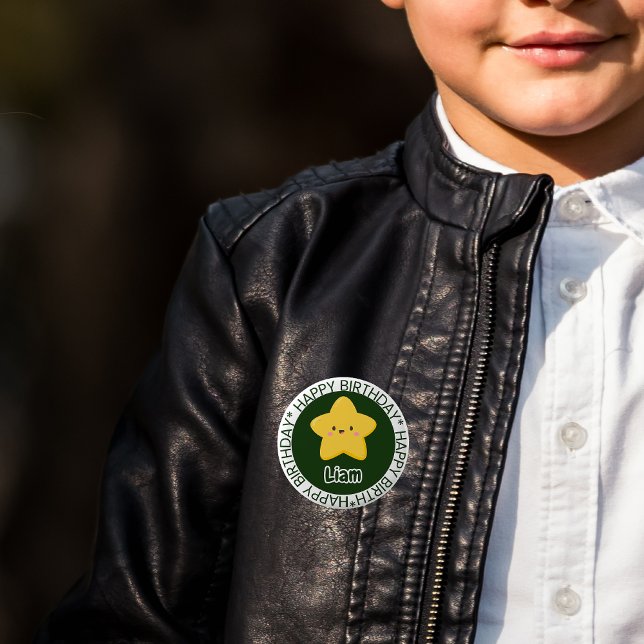 Yellow Playful Star Birthday Customisable Button (Creator Uploaded)