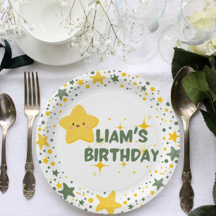 Yellow playful star theme kid party plates