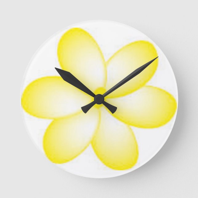 Yellow Plumeria Design Art Wall Clock (Front)