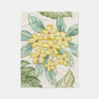 Yellow Plumeria fleece throw Blanket